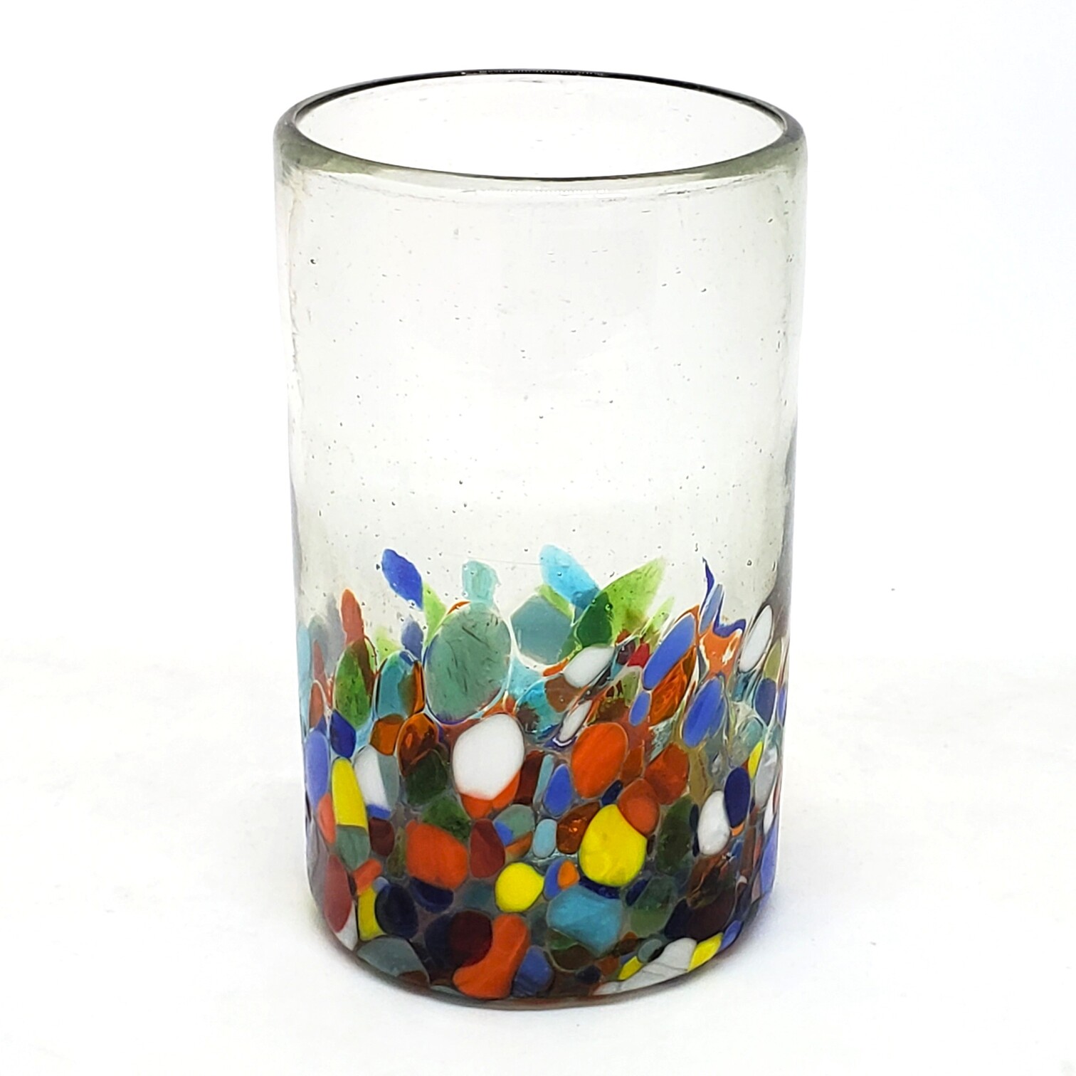 VIDRIO SOPLADO / Juego de 6 vasos grandes 'Cristal & Confeti', 14 oz, Vidrio Reciclado, Libre de Plomo y Toxinas